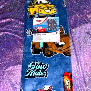 Disney Cars Blue Preschool Throw Blanket with Multicolor Character Prints